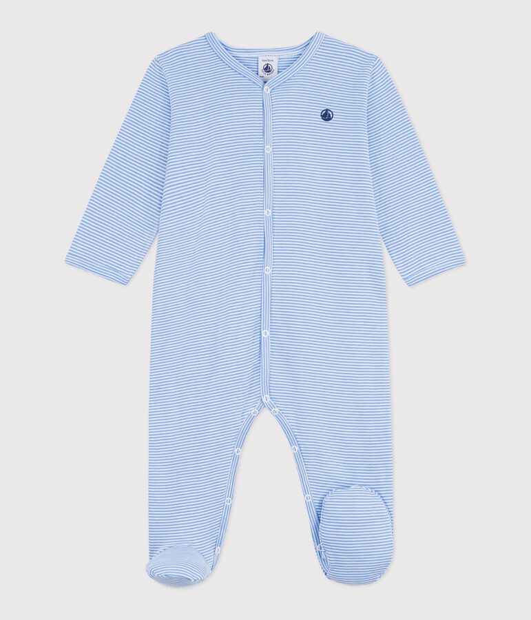 Pyjama b&eacute;b&eacute; en coton imprim&eacute; &agrave; rayures bleu EDNA/blanc MARSHMALLOW