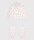 Lot bonnet et mouffles cœurs en coton