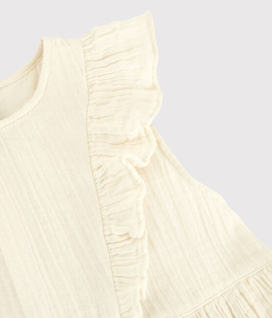 Robe en gaze de coton bio enfant fille blanc MARSHMALLOW