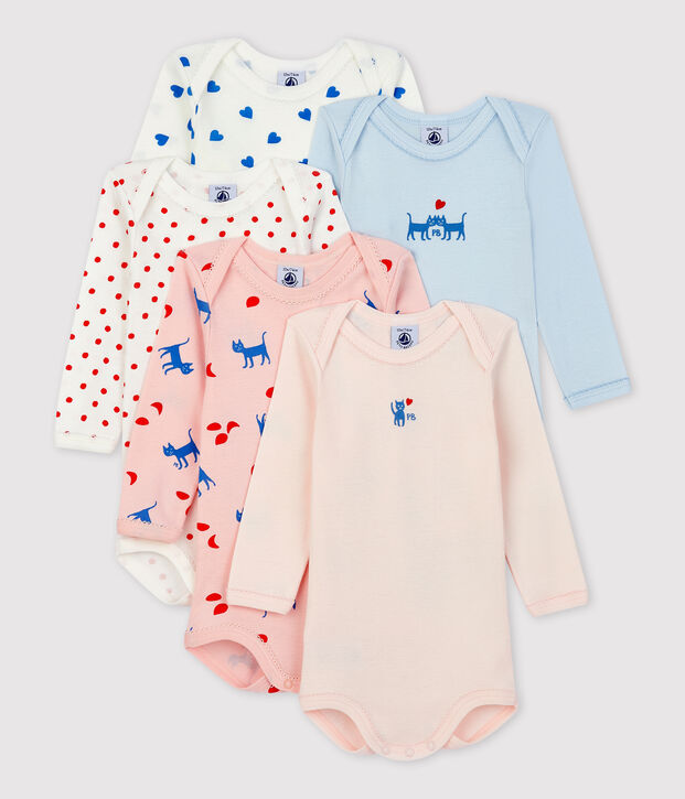 Lot de 5 bodies manches longues en coton multicouleur