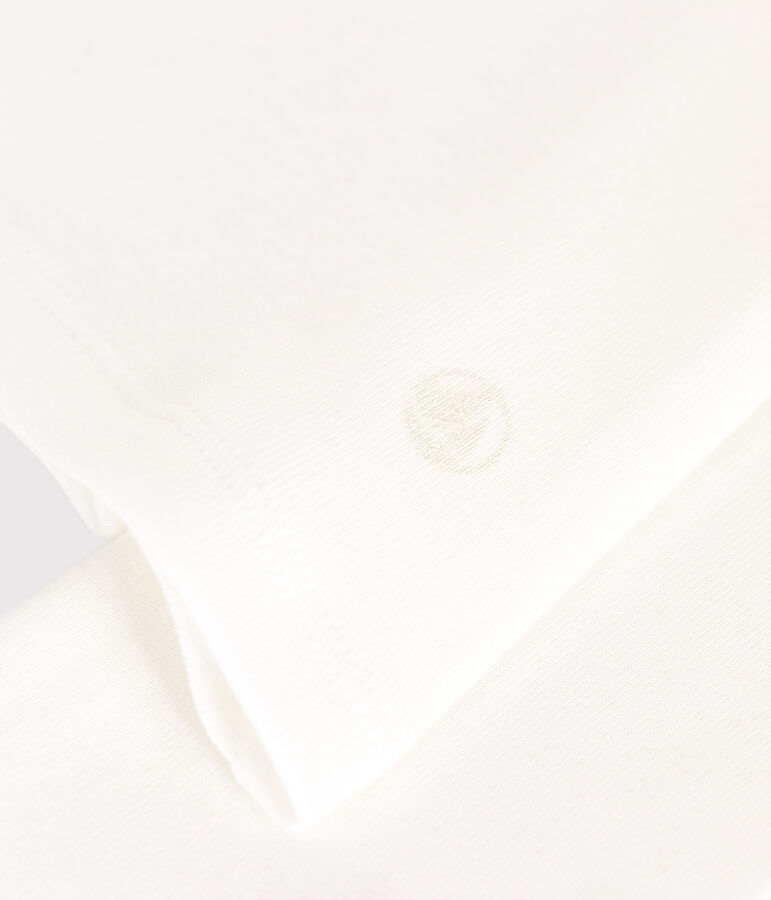 Tee-shirt l'Iconique manches longues col V en c&ocirc;te unie femme blanc ECUME