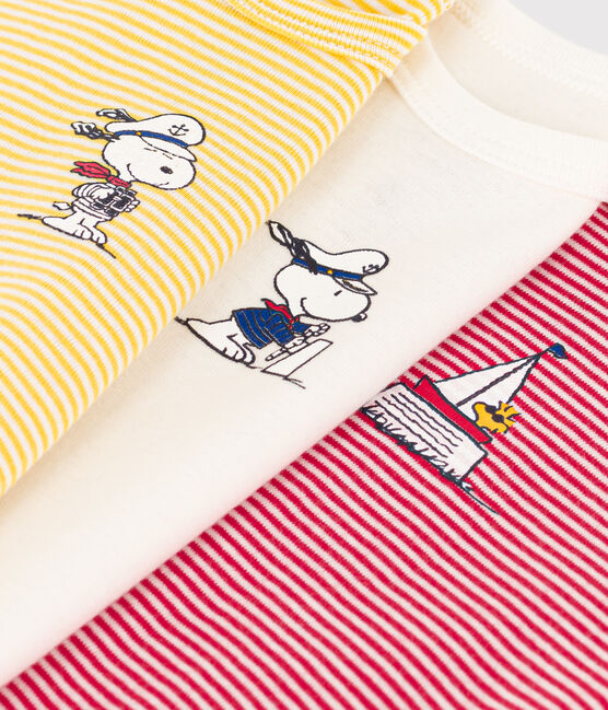 Lot de 3 bodies manches courtes Petit Bateau X Snoopy bébé en coton variante 1
