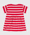 Robe manches courte bébé en jersey épais rayé rouge PEPS/blanc MARSHMALLOW