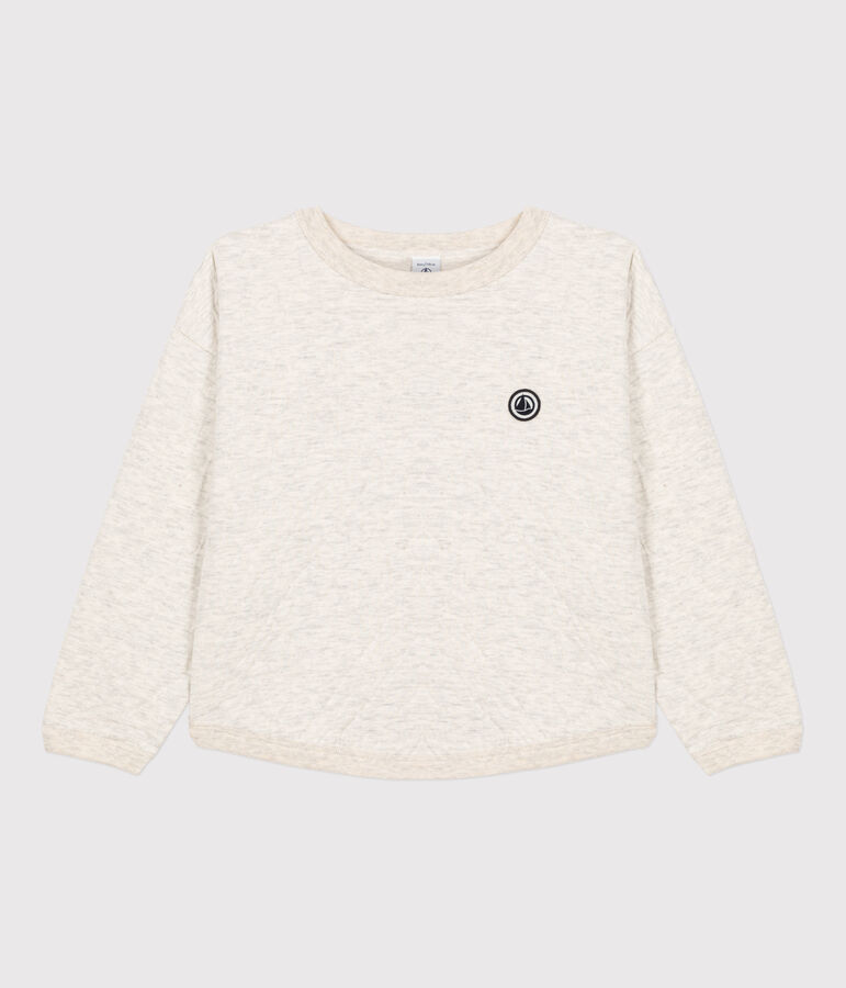 Sweatshirt en tubique matelass&eacute; enfant fille / gar&ccedil;on beige MONTELIMAR CHINE