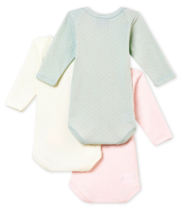 Trio de bodies manches longues b&eacute;b&eacute; fille multicouleur