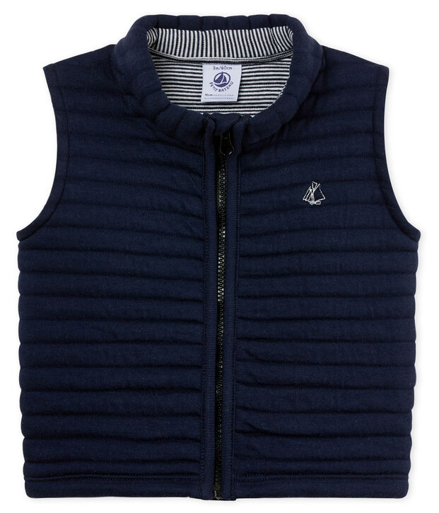 blouson sans manches en tubique matelass&eacute; b&eacute;b&eacute; gar&ccedil;on bleu marine