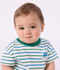 Tee-shirt b&eacute;b&eacute; en coton manches courtes, ray&eacute; blanc/multicouleur