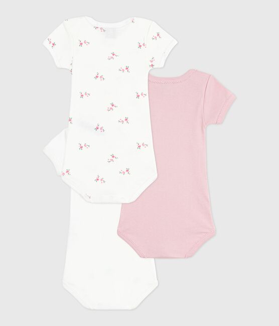 Lot de bodies manches courtes en coton fleuri bébé variante 1