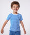 Teeshirt enfant en coton manches courtes à rayures bleu PORCELANA/ MARSHMALLOW