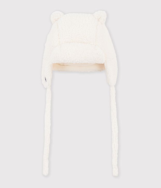Chapka b&eacute;b&eacute; en sherpa avec des oreilles blanc cass&eacute;