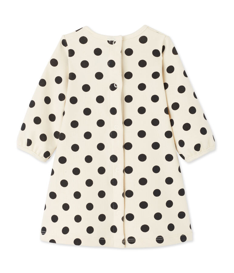 Robe b&eacute;b&eacute; fille &agrave; pois blanc/gris