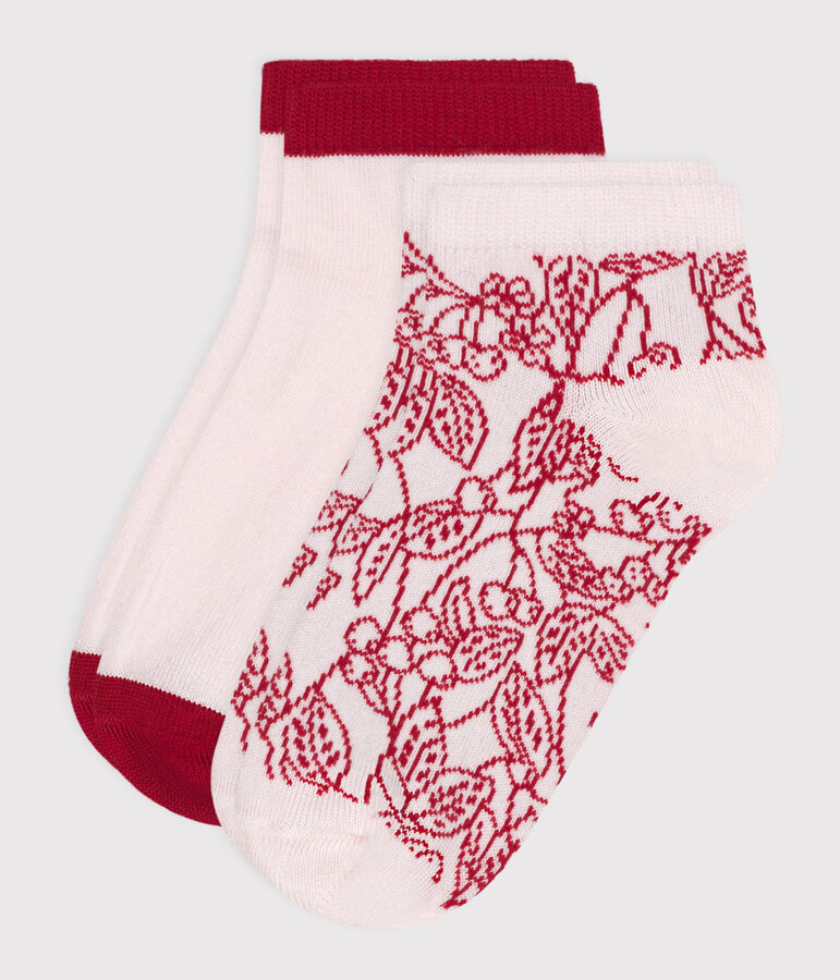 2 paires de chaussettes enfant fille en coton imprim&eacute; &agrave; fleurs multicouleur
