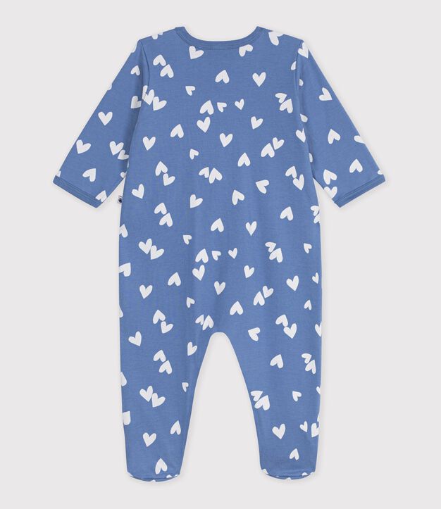 Pyjama b&eacute;b&eacute; en molleton imprim&eacute; c&oelig;urs bleu/blanc