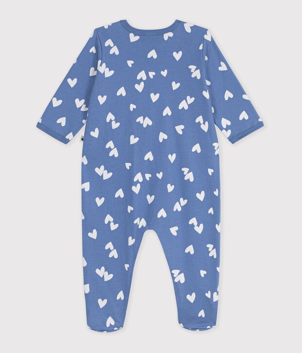 Pyjama b&eacute;b&eacute; en molleton imprim&eacute; c&oelig;urs bleu/blanc