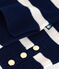 Pull col montant femme en laine et coton à rayures bleu SOIR/ MARSHMALLOW