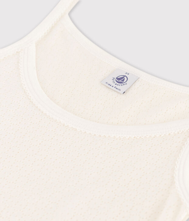 Robe &agrave; bretelles iconique en coton ajour&eacute; Femme blanc