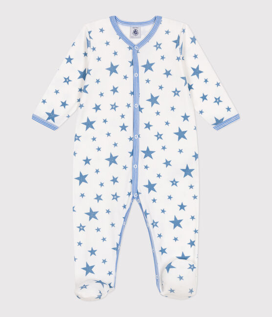 Pyjama bébé en velours étoiles blanc MARSHMALLOW/bleu ALASKA
