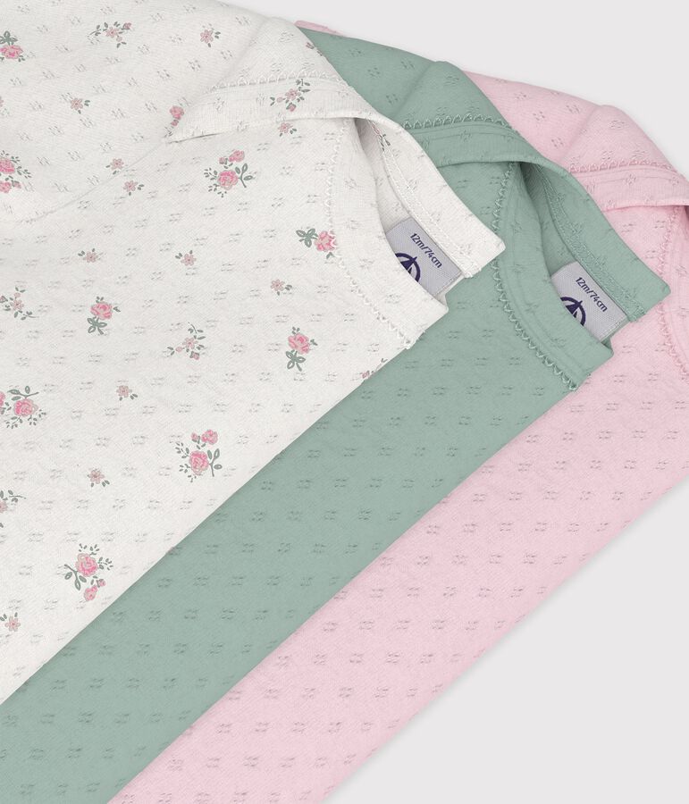 Lot de bodies manches courtes en coton ajour&eacute; imprim&eacute; fleuri b&eacute;b&eacute; variante 1