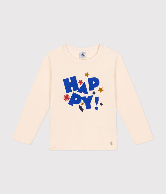 Tee-shirt manches longues en jersey fin enfant garçon écru AVALANCHE