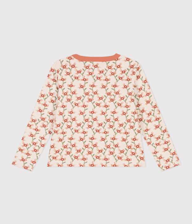 Cardigan imprim&eacute; en tubique matelass&eacute; enfant fille &eacute;cru/multicouleur