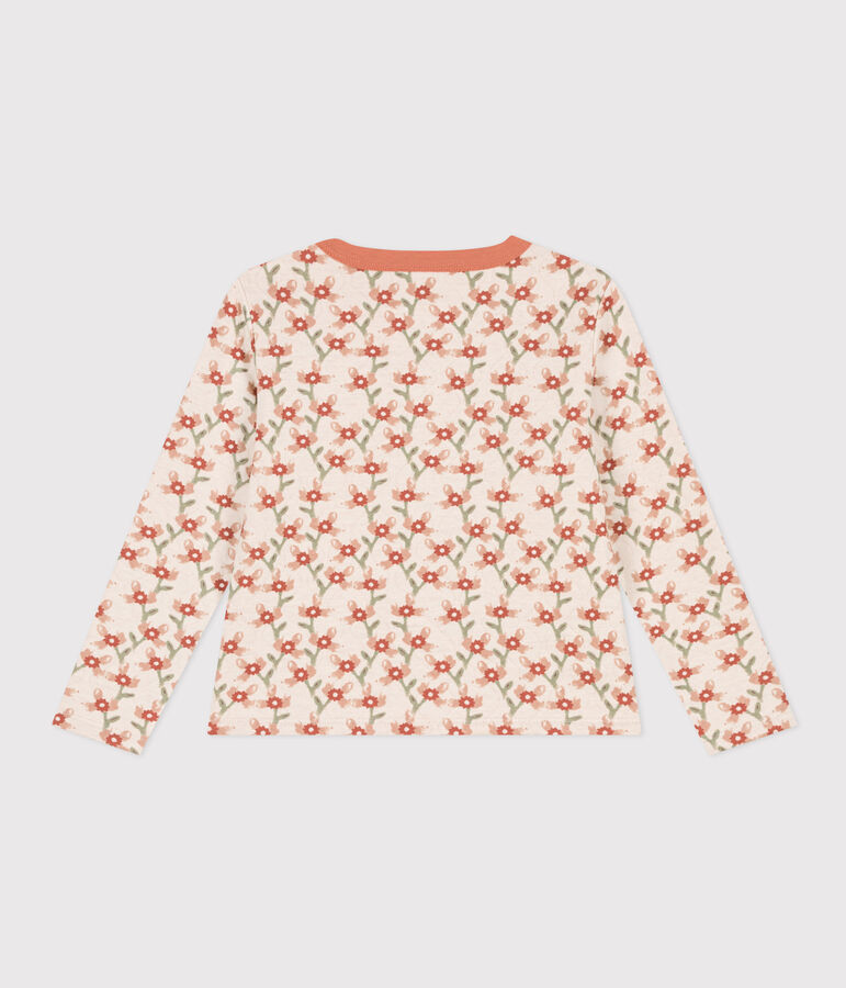 Cardigan imprim&eacute; en tubique matelass&eacute; enfant fille &eacute;cru/multicouleur