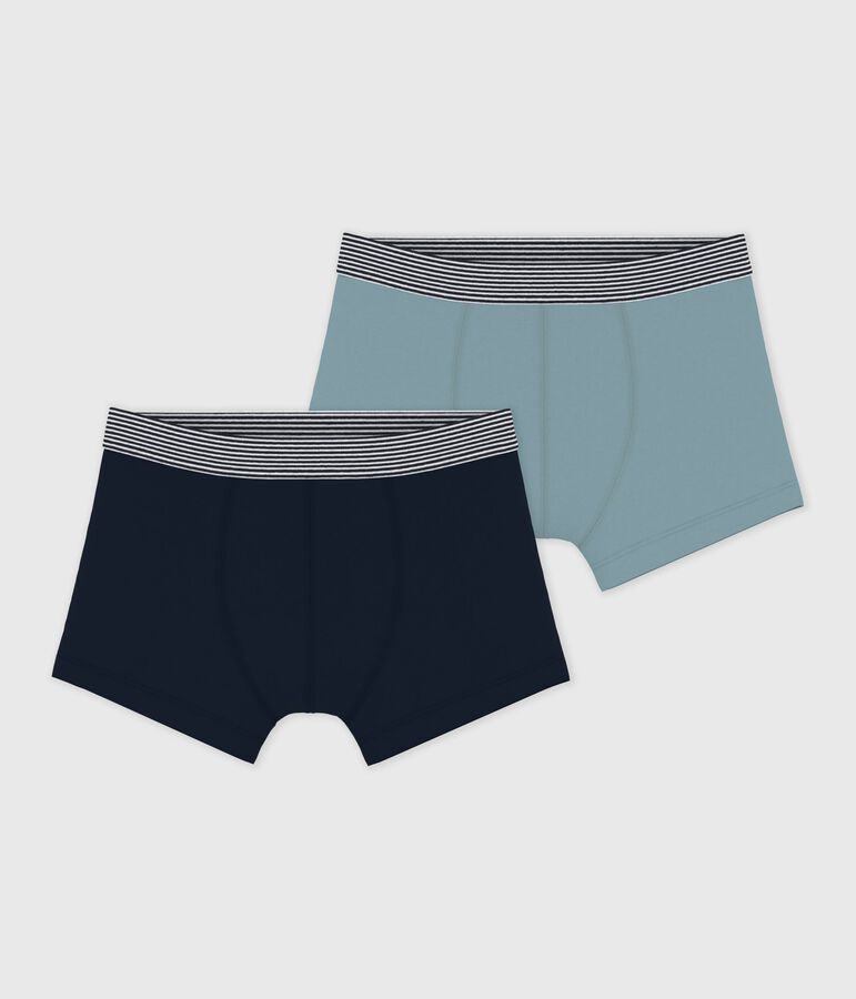 Lot de boxers enfant en coton et &eacute;lasthanne uni variante 1