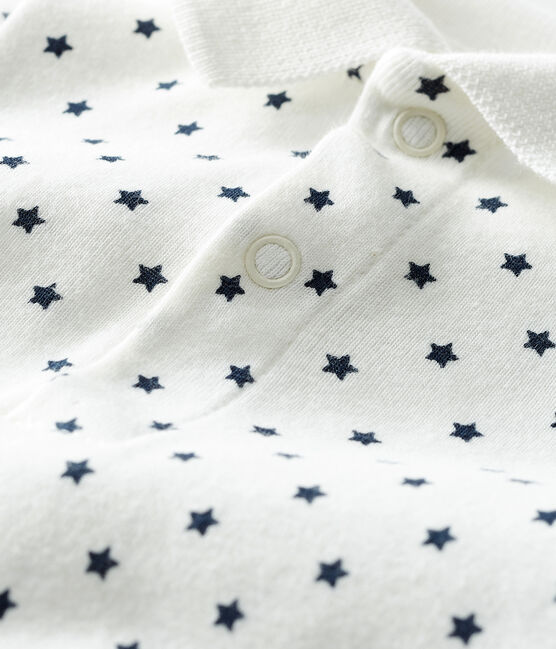 Body col polo imprimé bébé garçon blanc MARSHMALLOW/bleu SMOKING