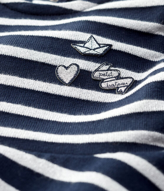 Robe en molleton bébé. bleu SMOKING/ MARSHMALLOW ARGENT BRILLANT