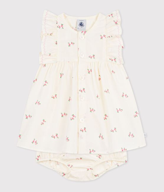 Robe bébé en coton avec son bloomer, imprimés fleurs MILK/ MULTICO