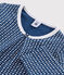 Pyjama imprimé cœurs petite fille en tubique bleu MAJOR/blanc MARSHMALLOW