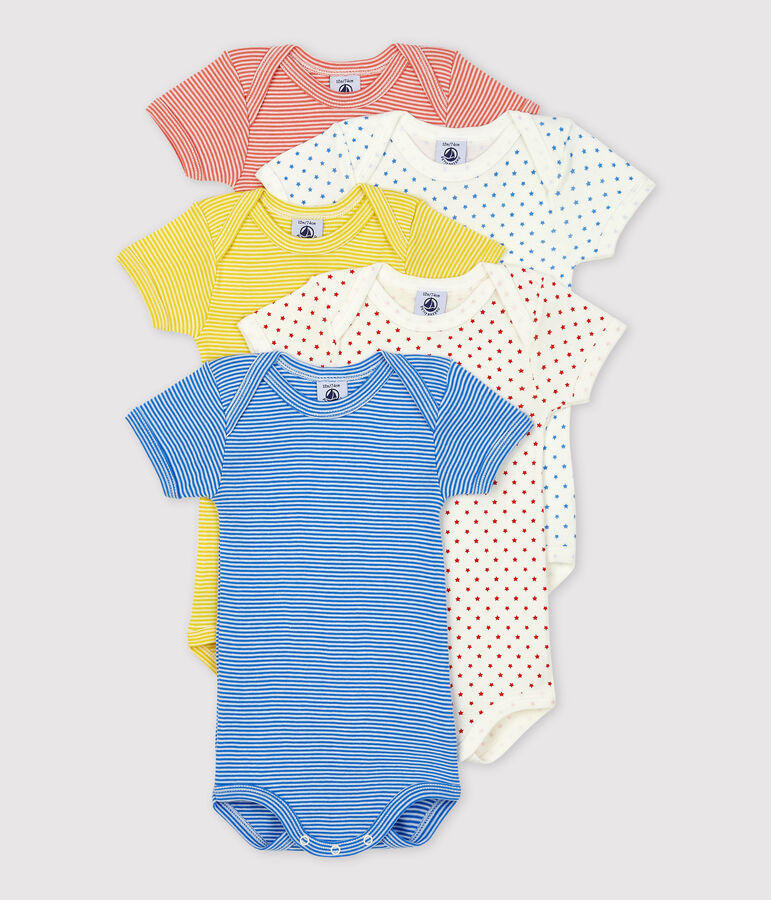 Lot de 5 bodies &agrave; rayures manches courtes en coton variante 1
