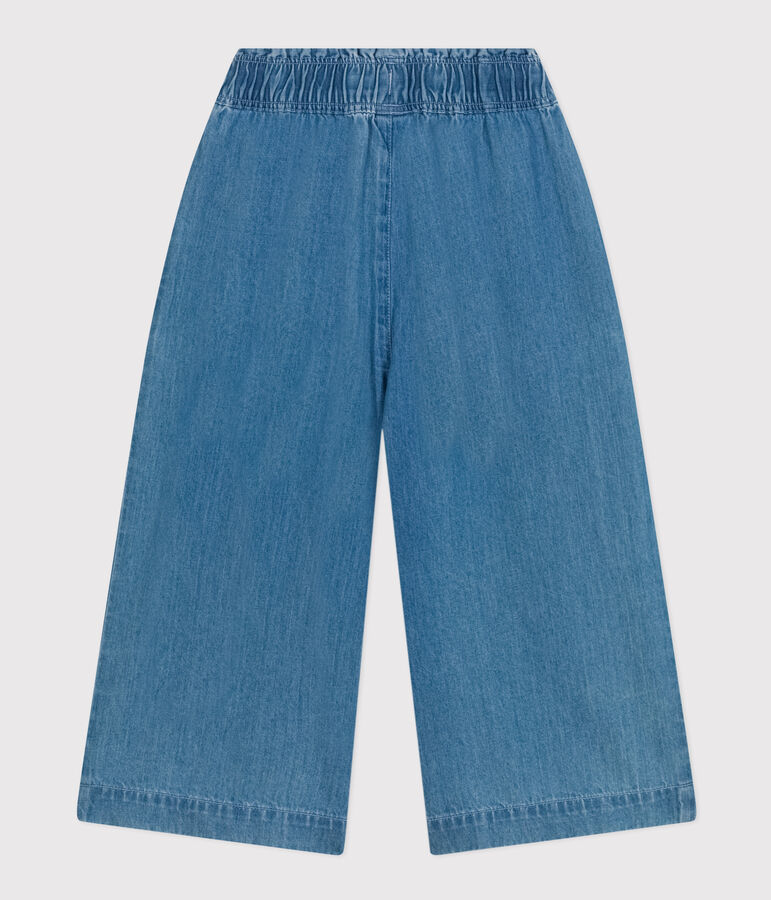 Pantalon large en denim l&eacute;ger enfant fille bleu DENIM CLAIR