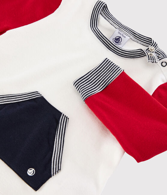Tee-shirt colorblock bébé garçon blanc MARSHMALLOW/rouge TERKUIT