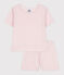 Pyjama short enfant en coton rose FLEUR