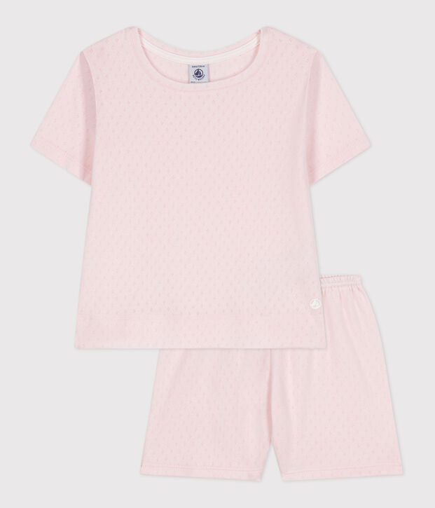 Pyjama short enfant en coton rose clair