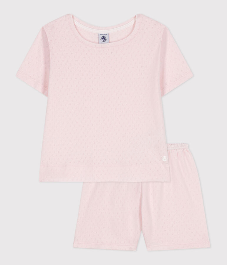 Pyjama short enfant en coton rose FLEUR