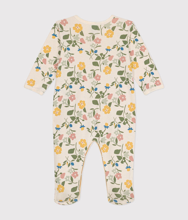 Pyjama imprim&eacute;  fleurs en coton b&eacute;b&eacute; &eacute;cru/multicouleur