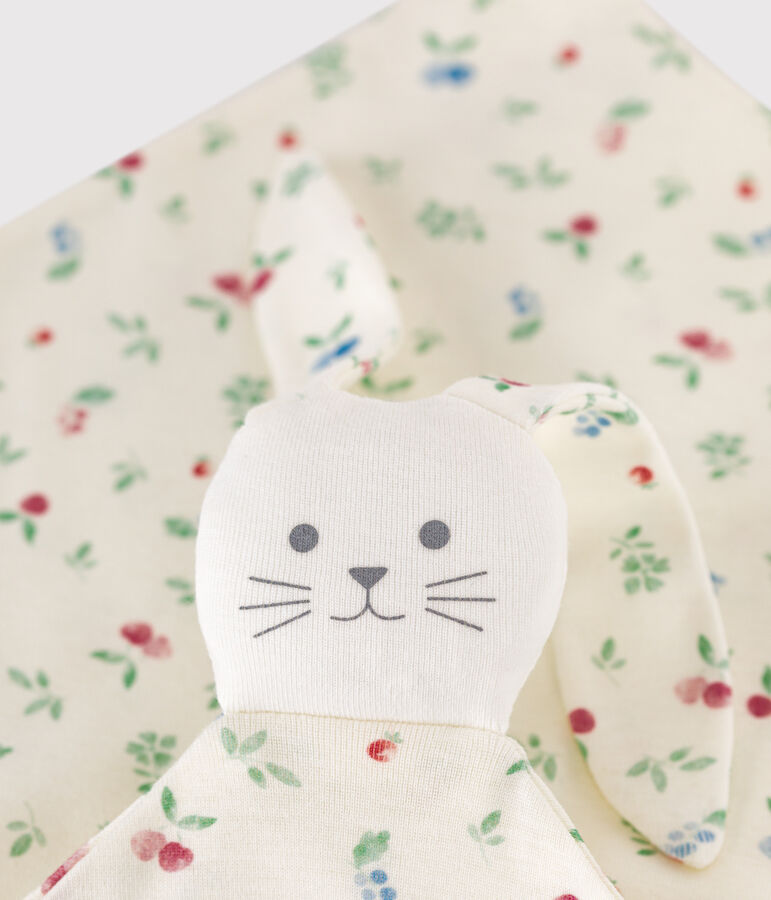 Doudou b&eacute;b&eacute; en coton imprim&eacute; blanc MARSHMALLOW/blanc MULTICO
