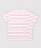 T-shirt en coton/lin rayé Femme blanc MARSHMALLOW/rose BOHEME