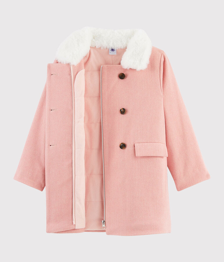 Manteau en drap de laine fille rose