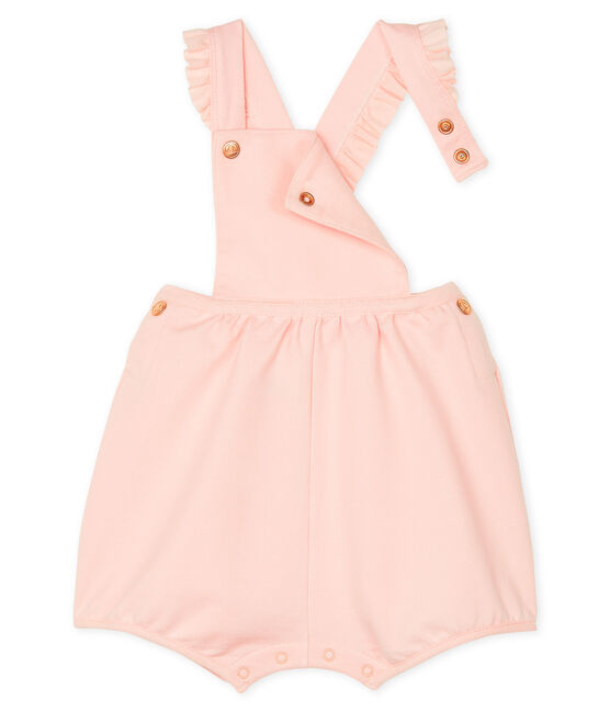 Salopette courte bébé fille en molleton rose MINOIS