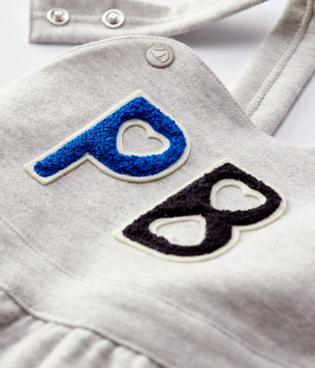 Salopette en molleton b&eacute;b&eacute;. gris chin&eacute; clair