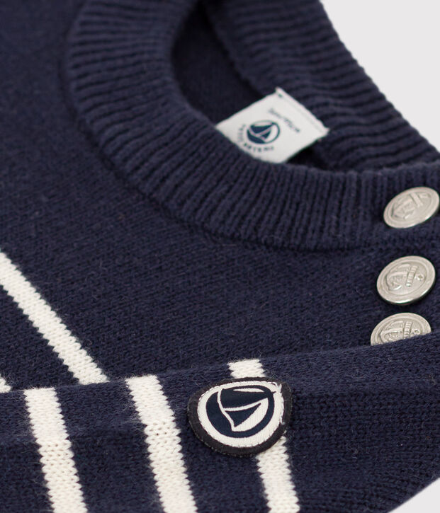 Pull laine et coton enfant fille / gar&ccedil;on bleu/blanc