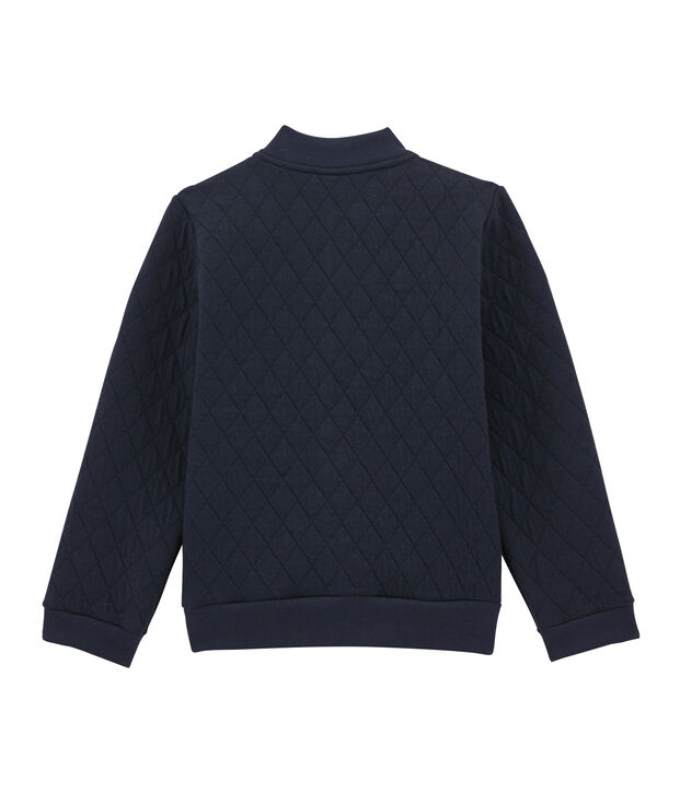 Cardigan en tubique matelass&eacute; bleu marine