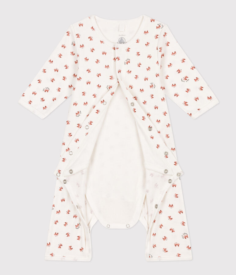 Bodyjama sans pieds b&eacute;b&eacute; en coton blanc MARSHMALLOW/blanc MULTICO