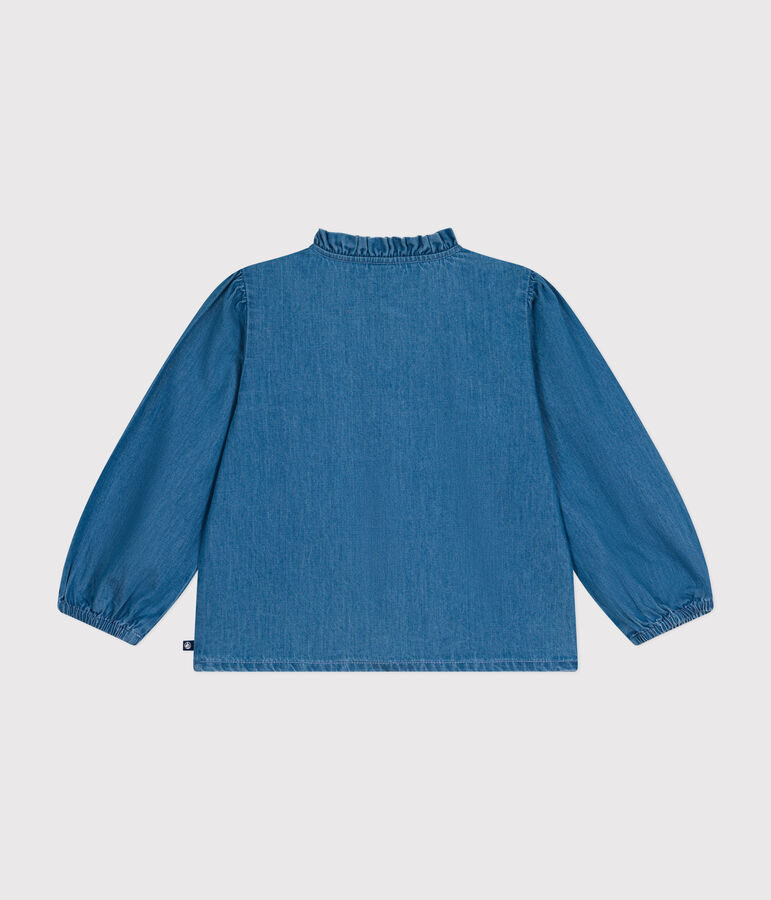 Blouse manches longues en denim enfant fille bleu DENIM CLAIR