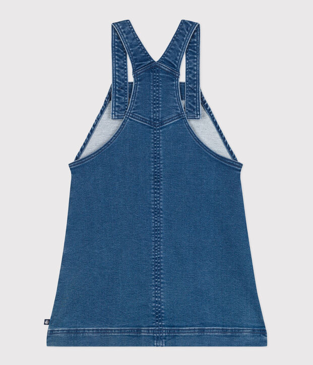 Robe salopette en denim effet molleton enfant fille bleu