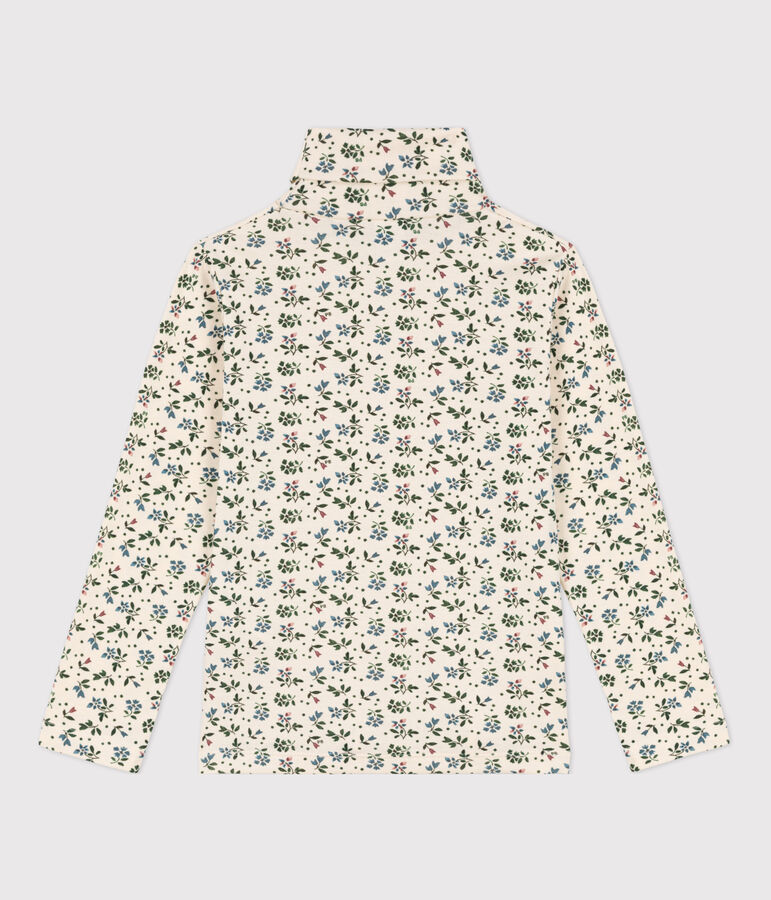 Sous-pull imprim&eacute; fleuri en coton enfant fille blanc AVALANCHE+VALLEE/ MULTICO