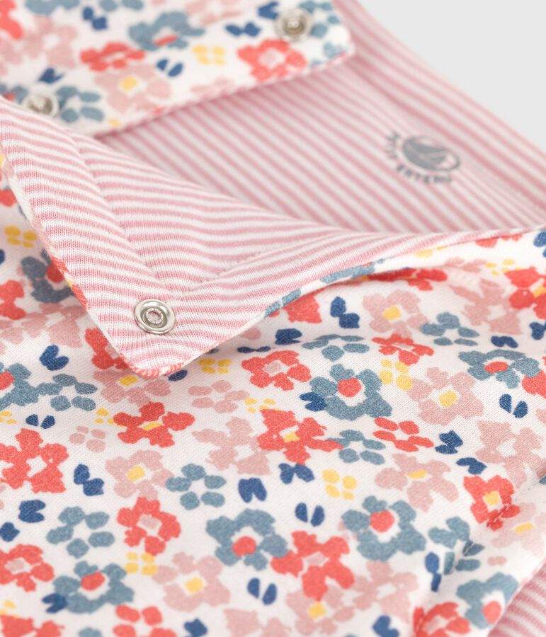 Gilet sans manche r&eacute;versible b&eacute;b&eacute; en coton imprim&eacute; blanc MARSHMALLOW/rose JOLI