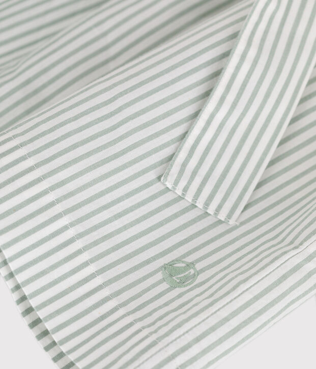 Jupe enfant en coton &agrave; rayures vert/blanc